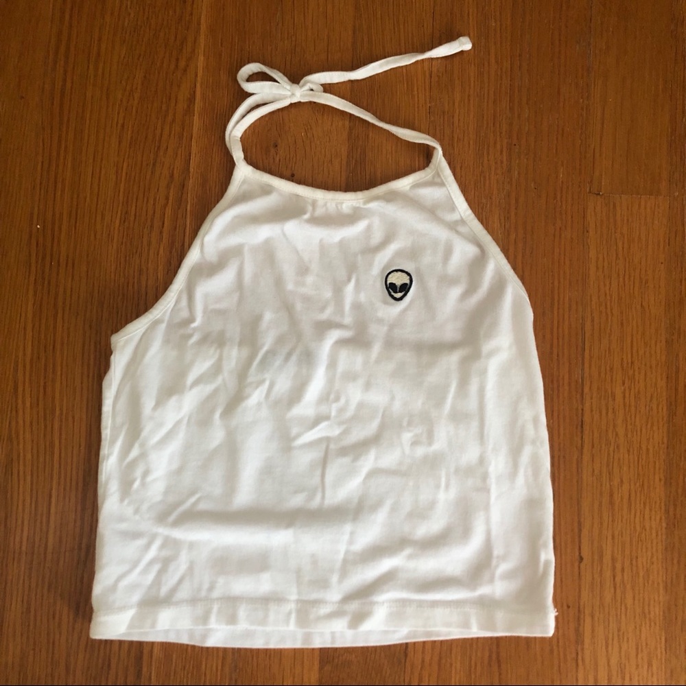 Brandy Melville White Alien Halter Top